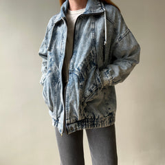 1980s Acid Wash Zip Denim Jean Jacket - !!!!!!