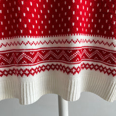 1980s Acrylic Red and White Snow Flake Sweater