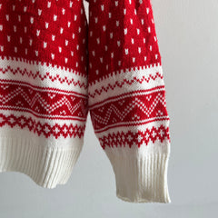 1980s Acrylic Red and White Snow Flake Sweater