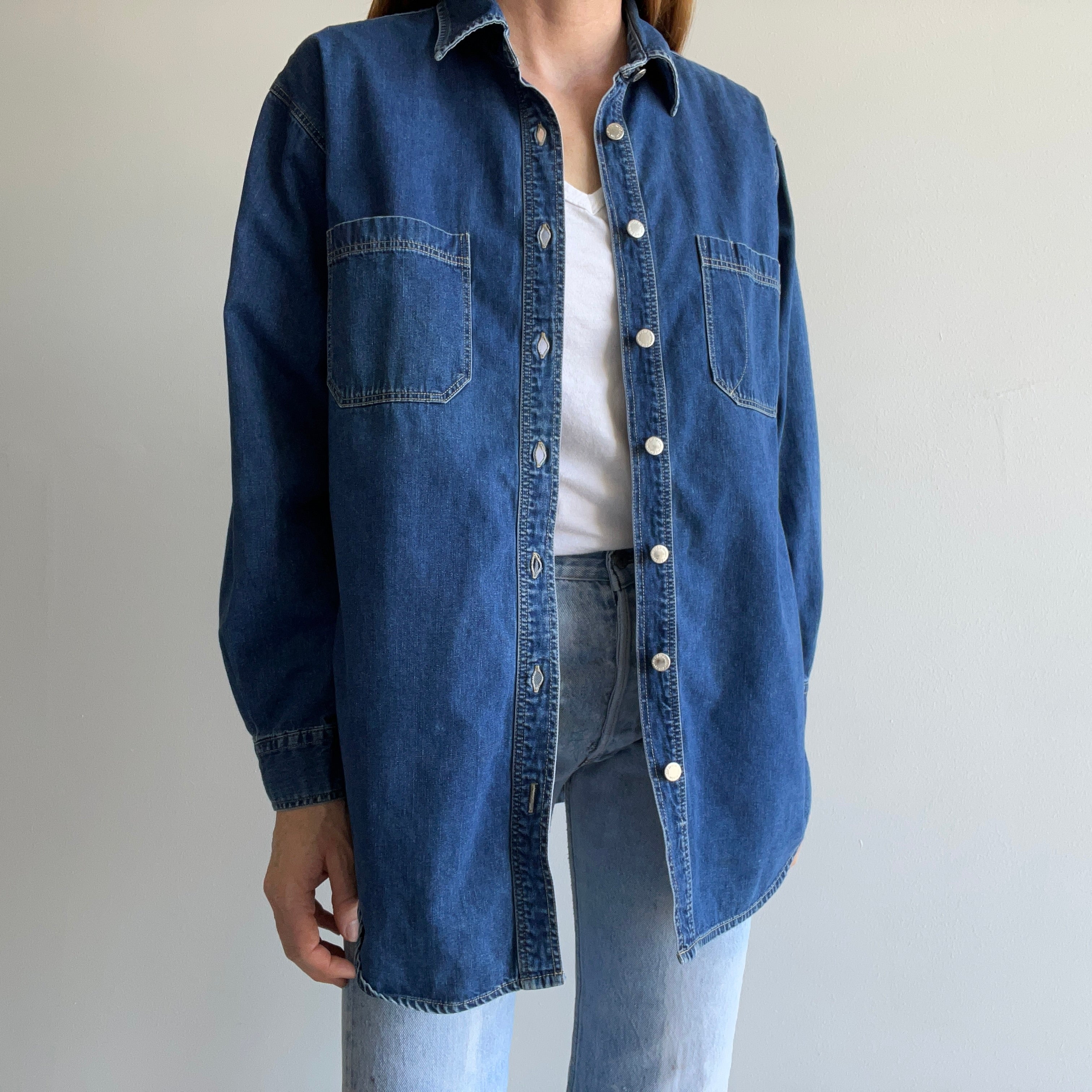 1990s St. John's Bay Denim Shirt - HOLY YES