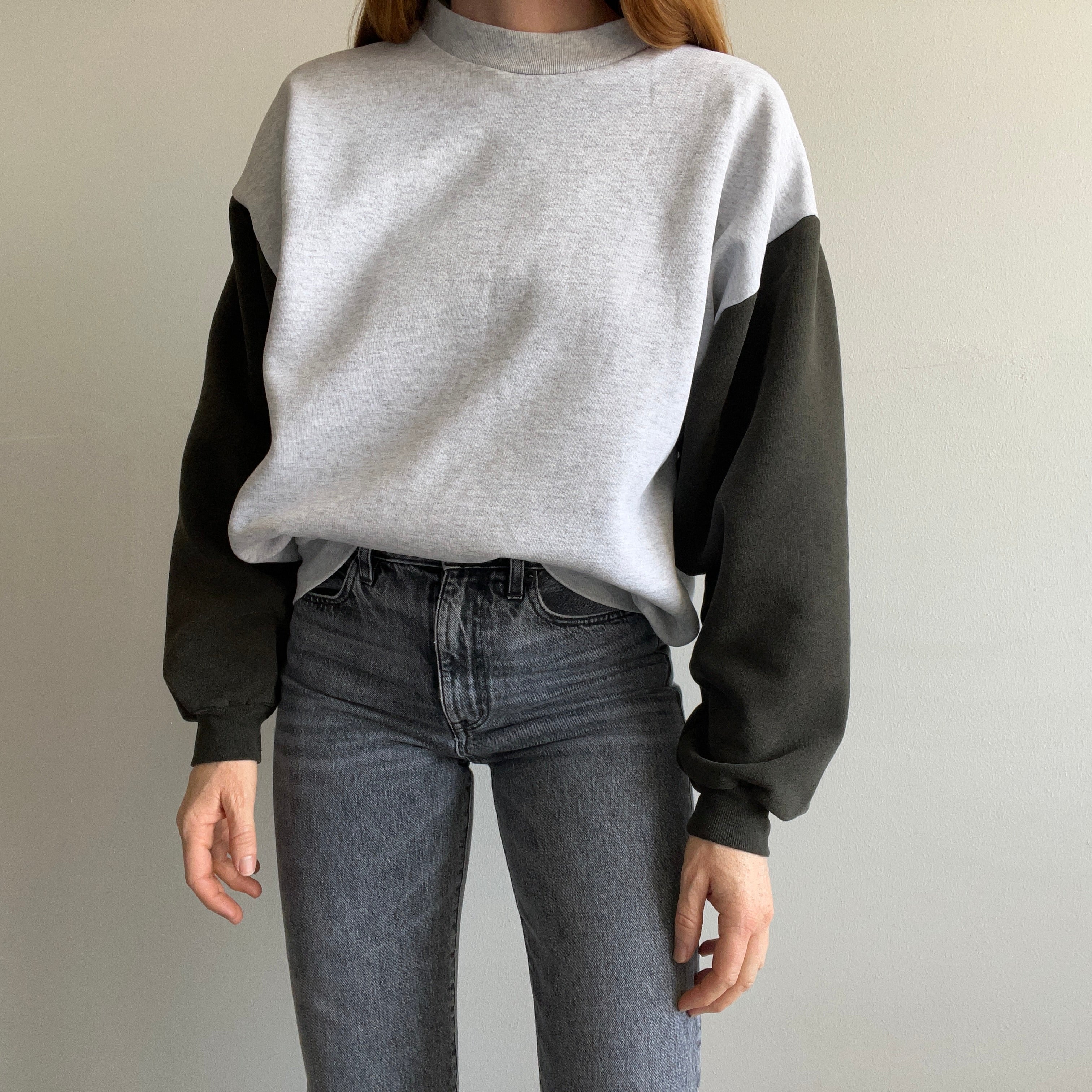 1990s Two Tone Structured Heavyweight Sweatshirt