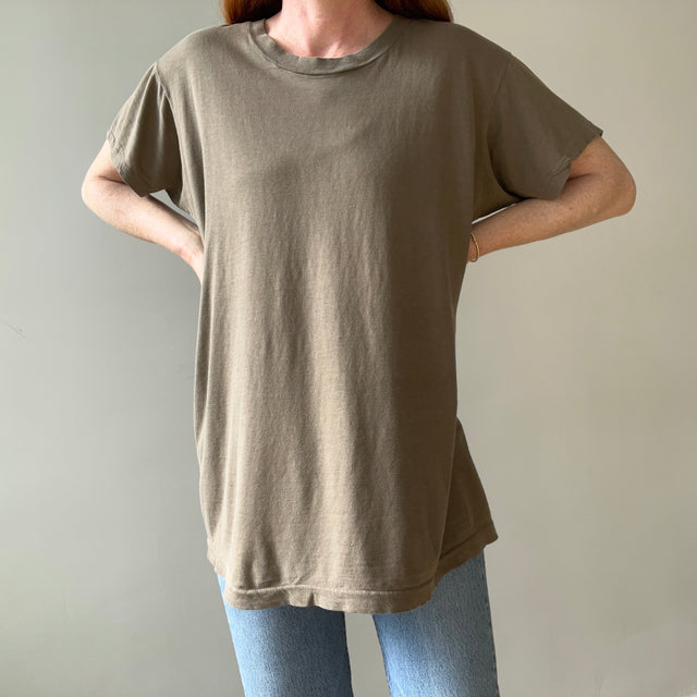 1986 Brown/Olive Military T Shirt - So Soft and Worn
