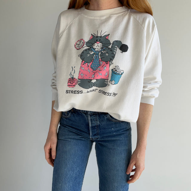 1980s "Stress...What Stress?" Sweatshirt with Staining