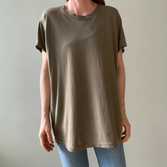 1986 Brown/Olive Military T Shirt - So Soft and Worn