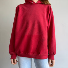 1980s Thrashed and Trashed Beat Up Blank Red Hoodie