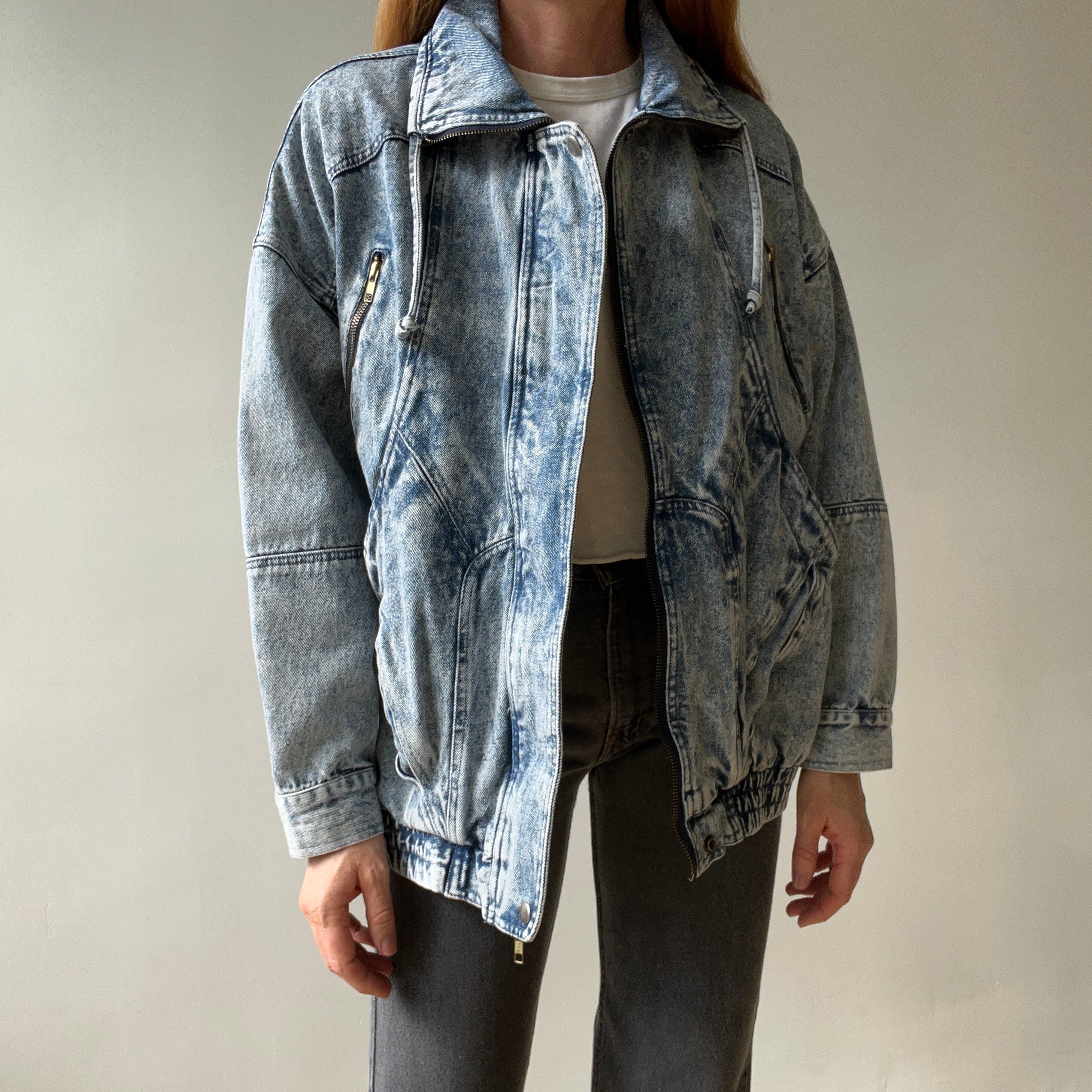 1980s Acid Wash Zip Denim Jean Jacket - !!!!!!