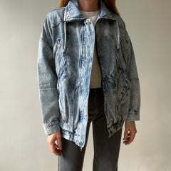 1980s Acid Wash Zip Denim Jean Jacket - !!!!!!