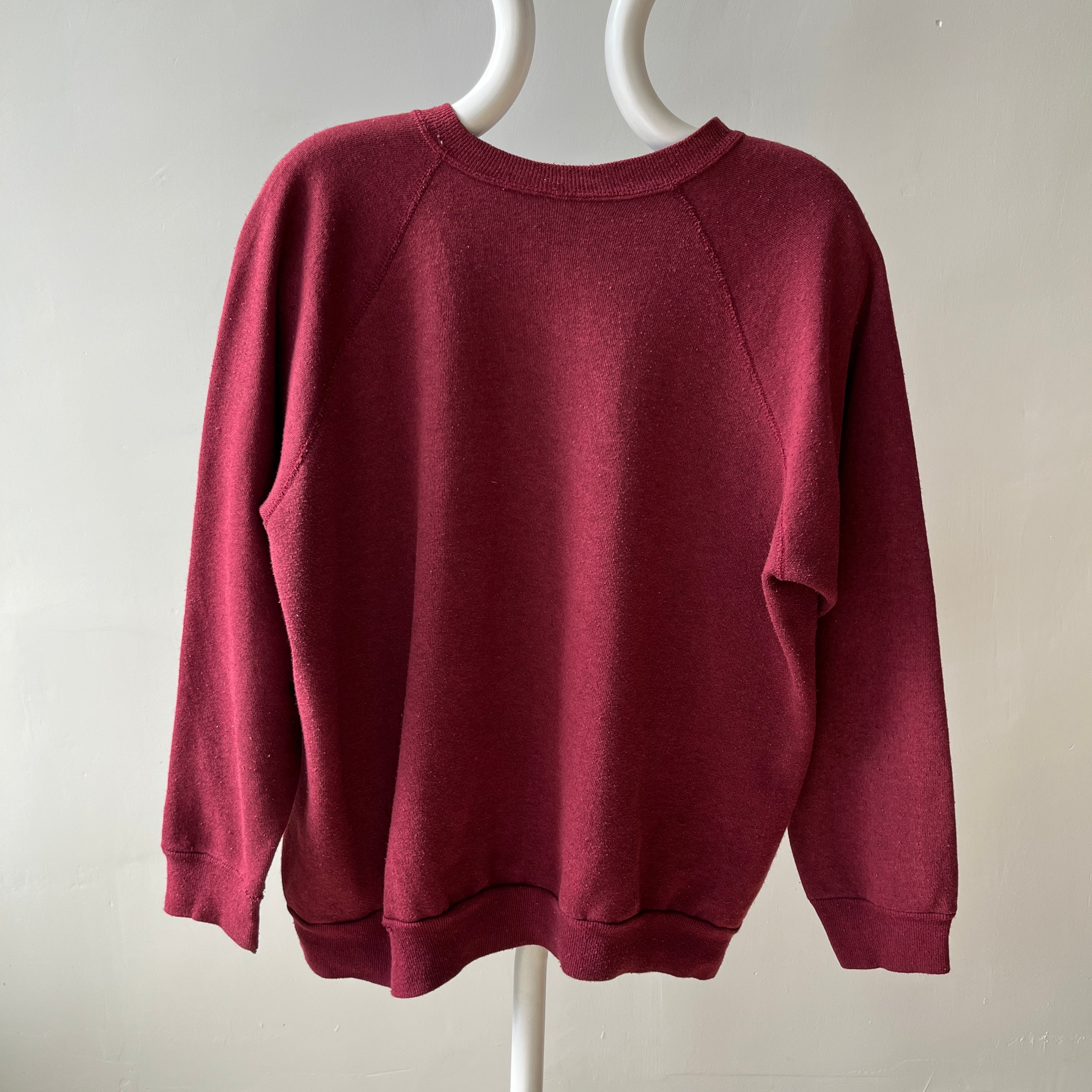 1970/80s Soft and Buttery Maroon Raglan Sweatshirt