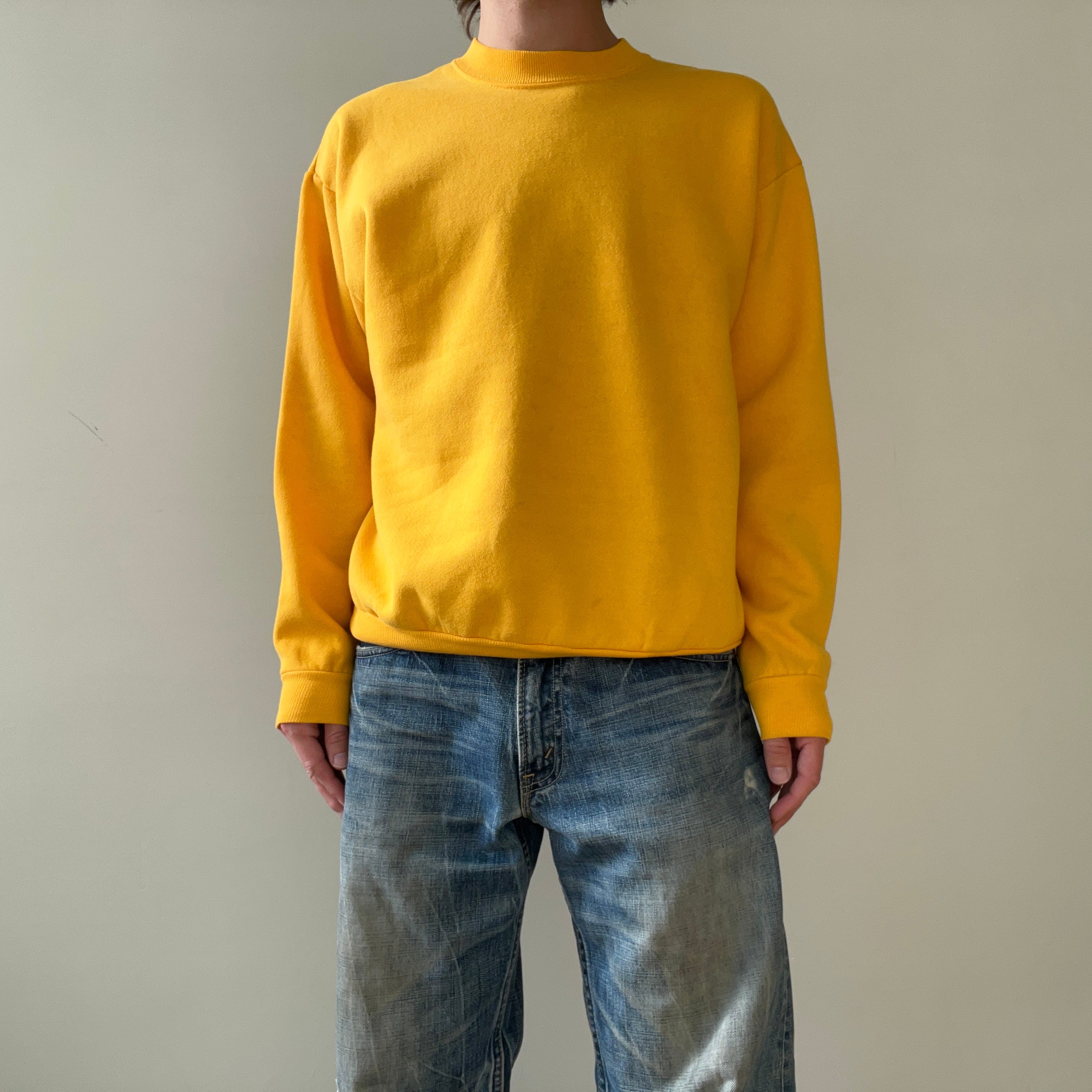 1980s Blank Yellow Sweatshirt