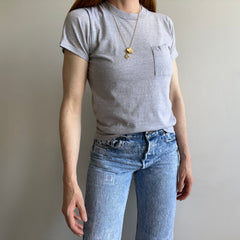 1980s Blank Gray Selvedge Pocket T-Shirt
