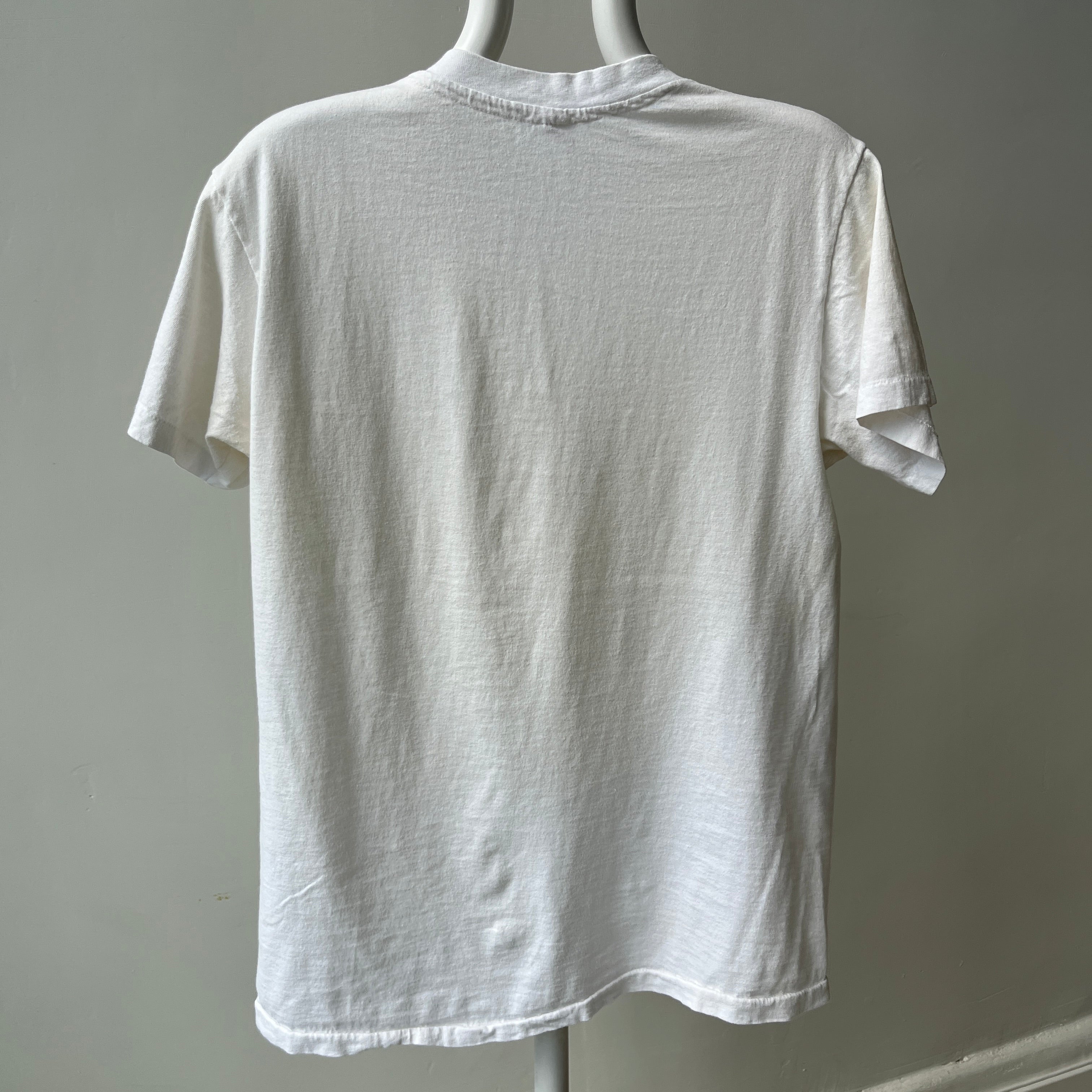 1980s Age Stained Cotton Hanes V-Neck T-Shirt