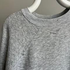 1990s Relaxed Paint Stained Cozy Gray Sweatshirt