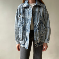 1980s Acid Wash Zip Denim Jean Jacket - !!!!!!