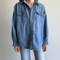 1990s Herringbone Denim Dad Shirt