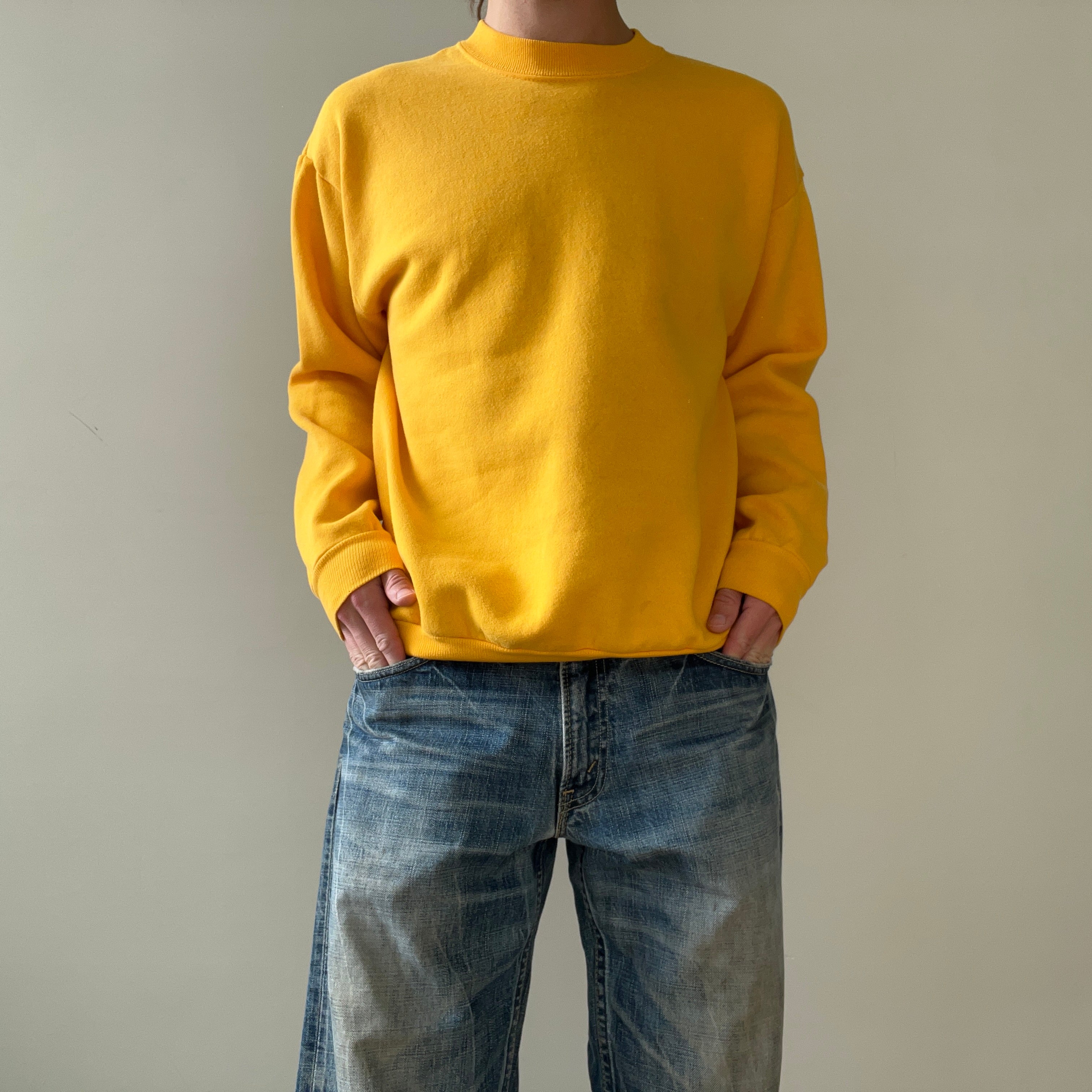 1980s Blank Yellow Sweatshirt