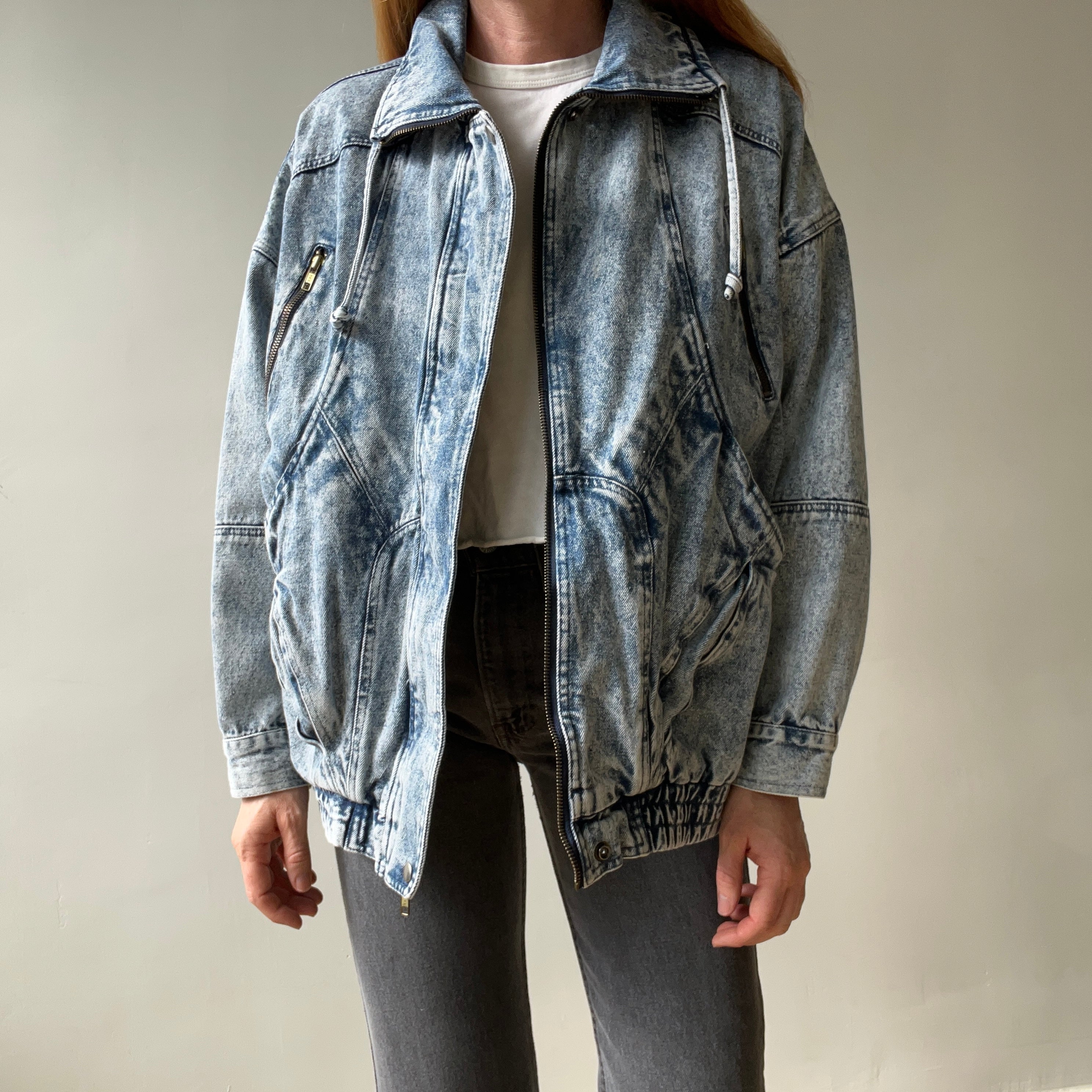 1980s Acid Wash Zip Denim Jean Jacket - !!!!!!