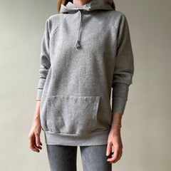 1980s Blank Grey Raglan Hoodie