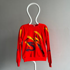 1980s Never Worn Splatter Neon Orange Raglan