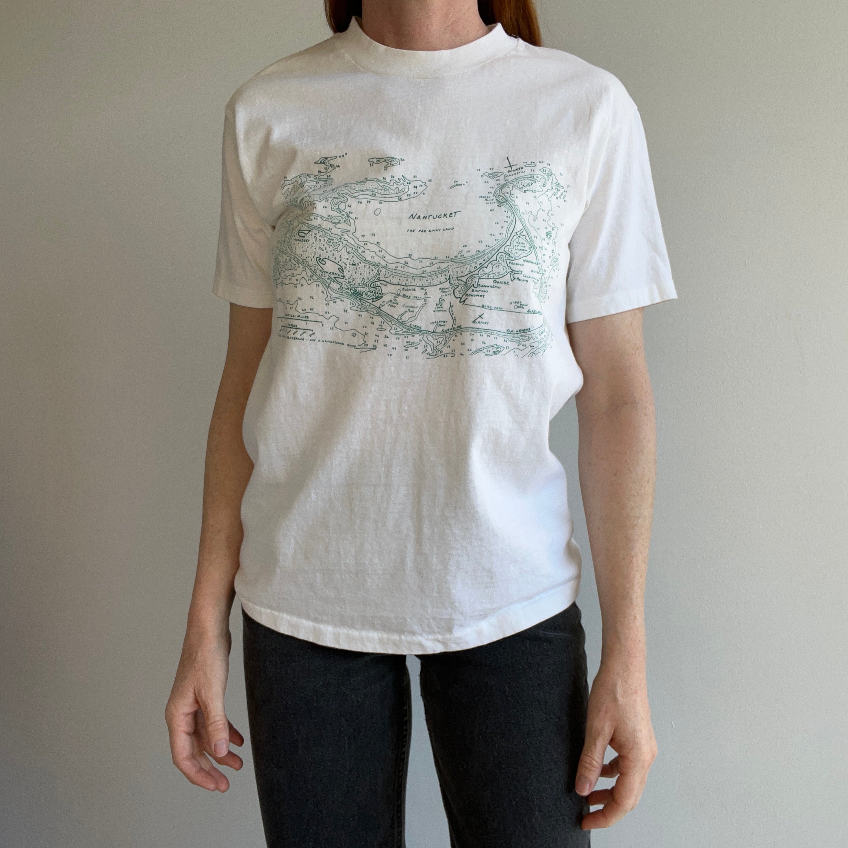 1980s Nantucket Map Cotton T-Shirt