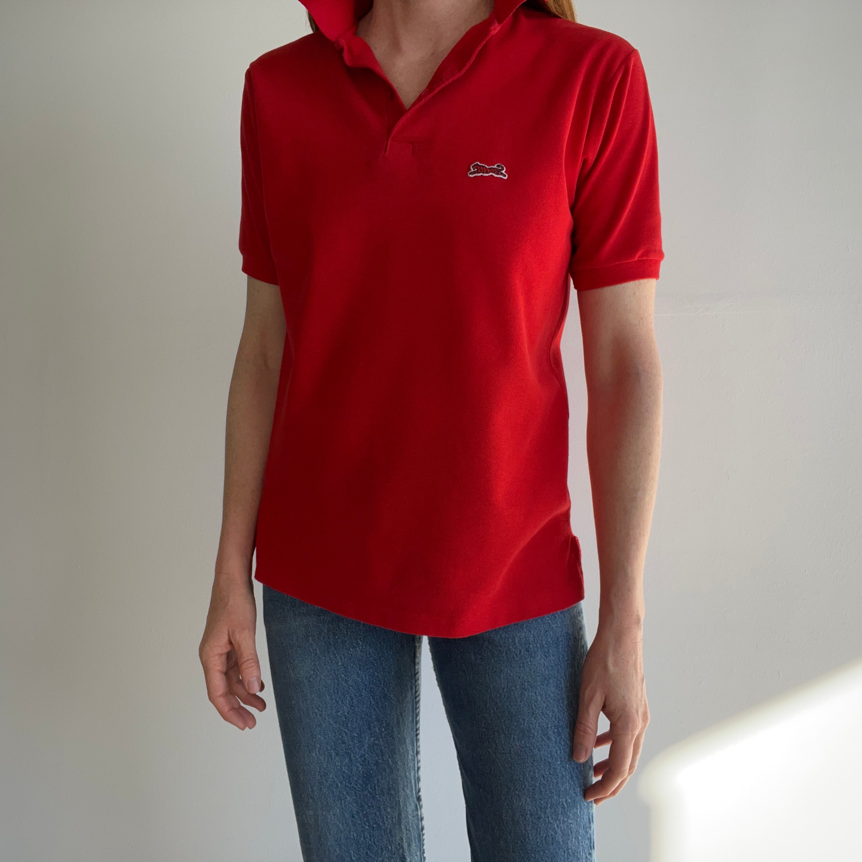 1980s Le Tigre Nail Polish Red Polo Shirt