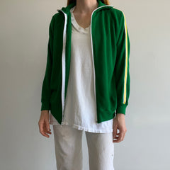 1970s Kelly Green Super Soft Side Striped Zip Up by Warm UP