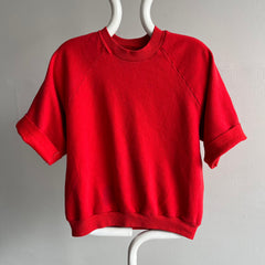 1980s Cut Sleeve DIY Red Warm Up Sweatshirt