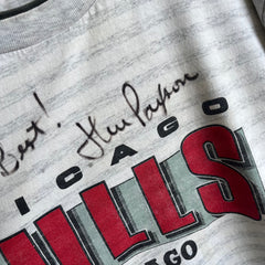 1990s Chicago Bears Signed by Jim Paxson T-Shirt with Stains
