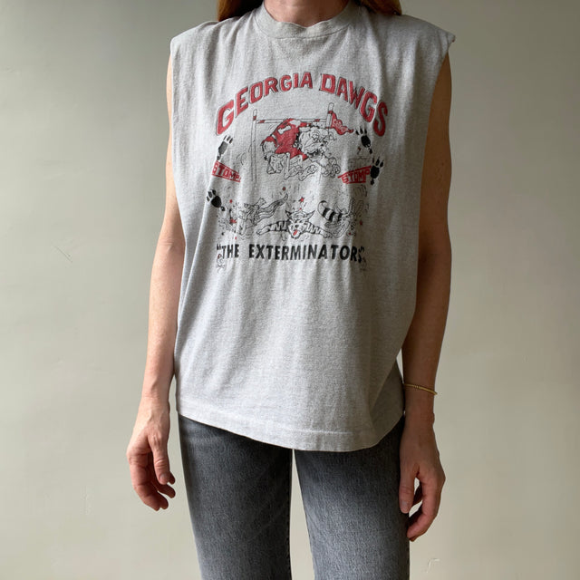 1980s Grey Georgia Dawgs The Exterminators Cut Off T Shirt