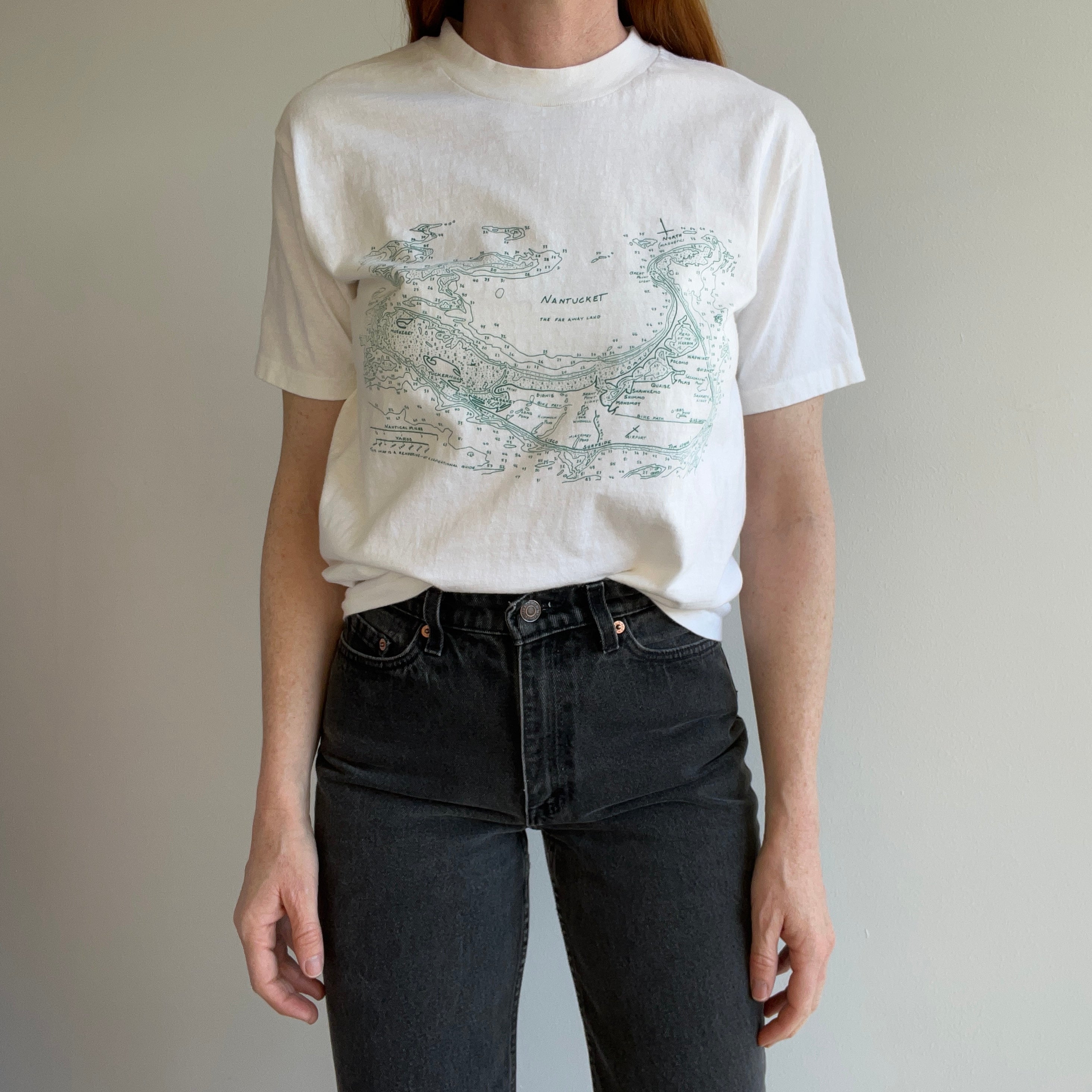 1980s Nantucket Map Cotton T-Shirt