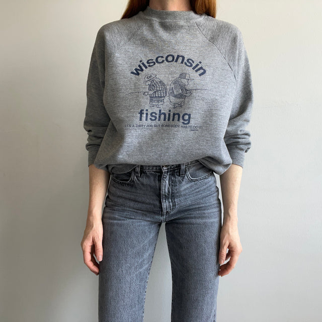 1983 Wisconsin Fishing Humor Sweatshirt
