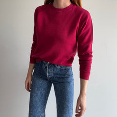 1980s Magenta Pink/Burgundy Wine Raglan Sweatshirt