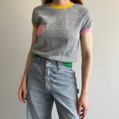 1980s Color Block Warm Up Sweatshirt - Smaller SIze