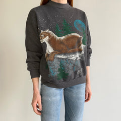 1980s Never (?) Worn Forest Trails Mountain Lion Mock Neck Fleecy Cozy Slouchy WOnderful Sweatshirt - Worth the Mouthful of a Title