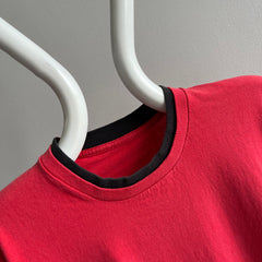 1980s Faded Soft and Worn Two Tone Red and Black T-shirt