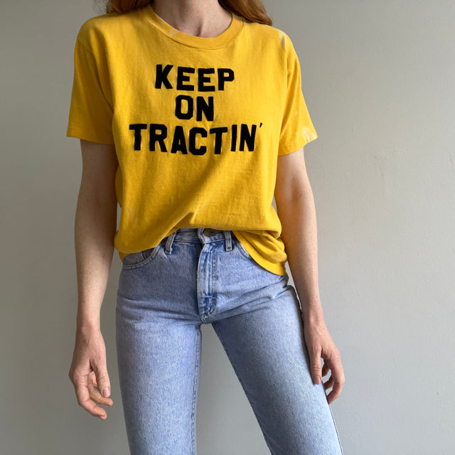 1970s Keep on Trackin' "Sister Willden" Bleach Stained Cotton T-Shirt by Sportswear