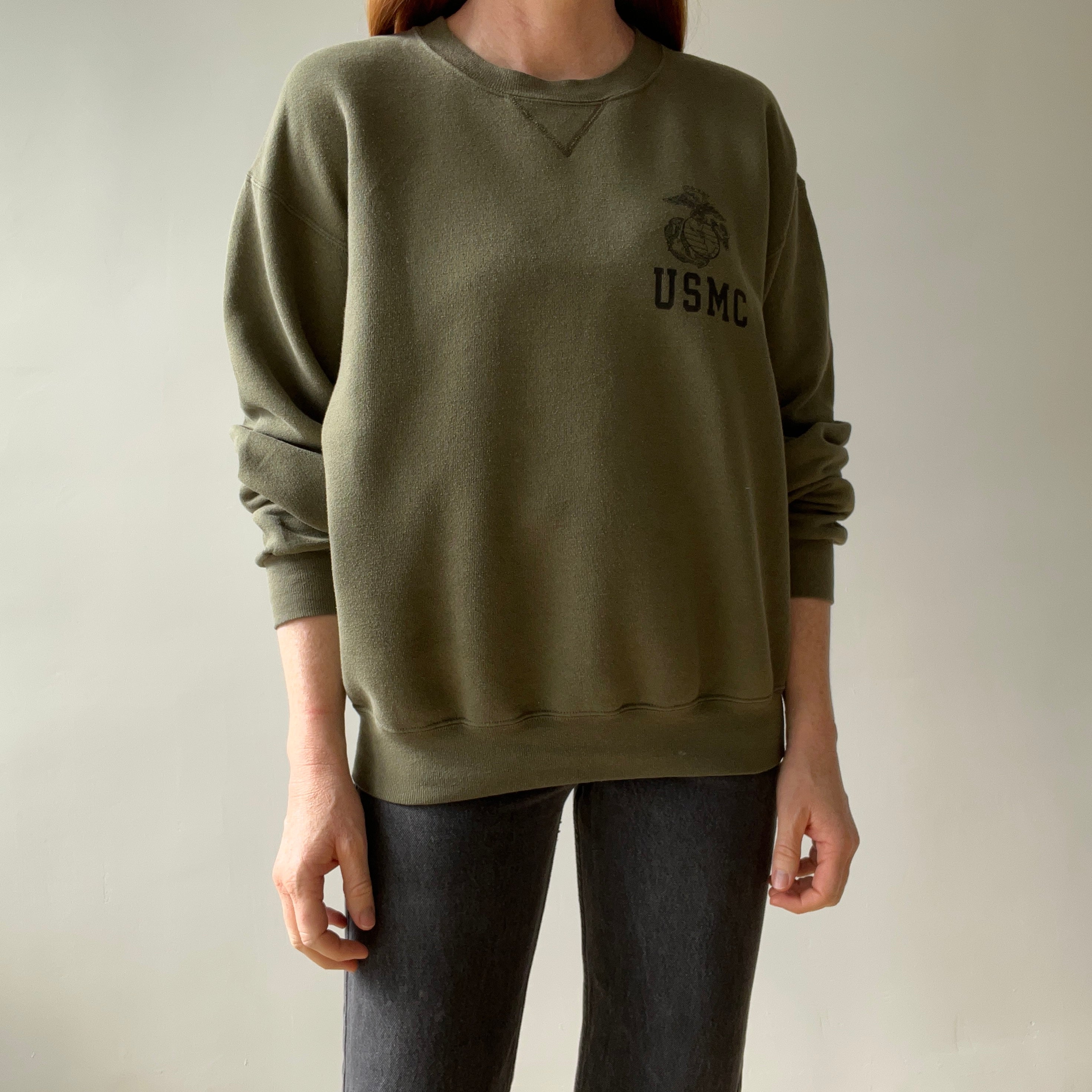 1990s USMC Tattered Cuff Sweatshirt