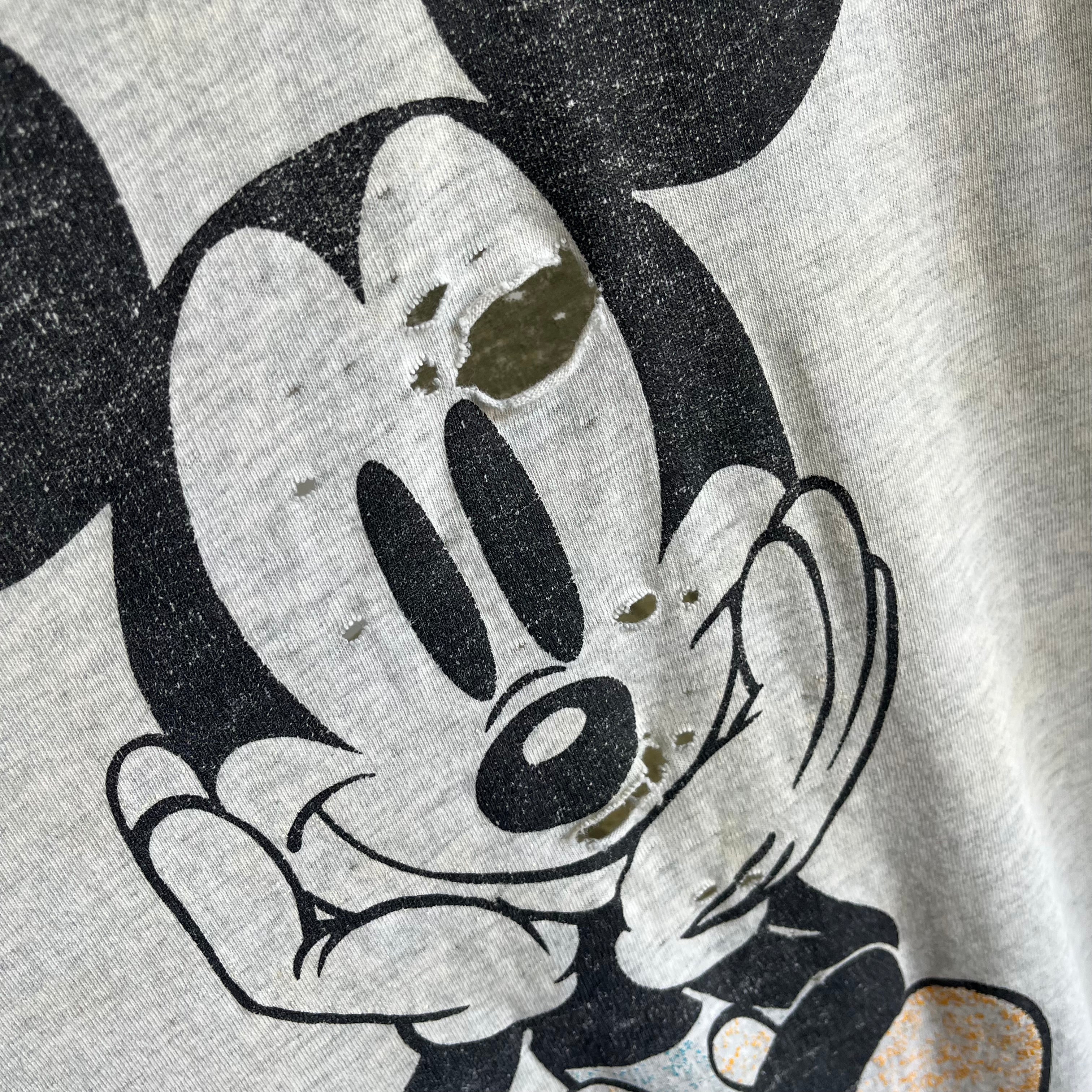 1980/90s Mickey Front and Back Shredded T-Shirt