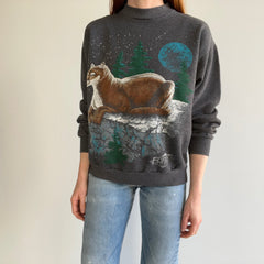 1980s Never (?) Worn Forest Trails Mountain Lion Mock Neck Fleecy Cozy Slouchy WOnderful Sweatshirt - Worth the Mouthful of a Title