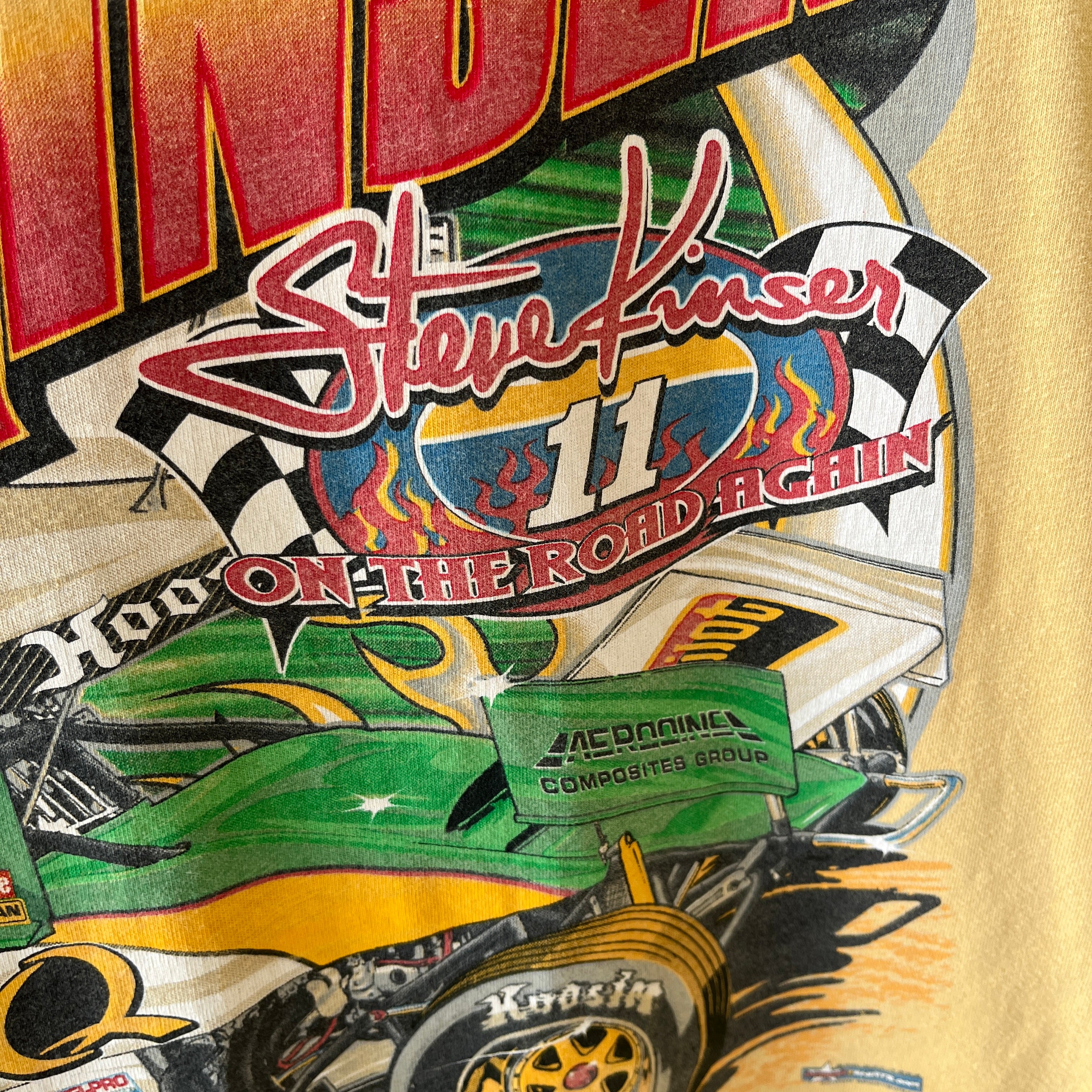 2000s Steve Kinser Front and Back Sprint Car Racing T-Shirt