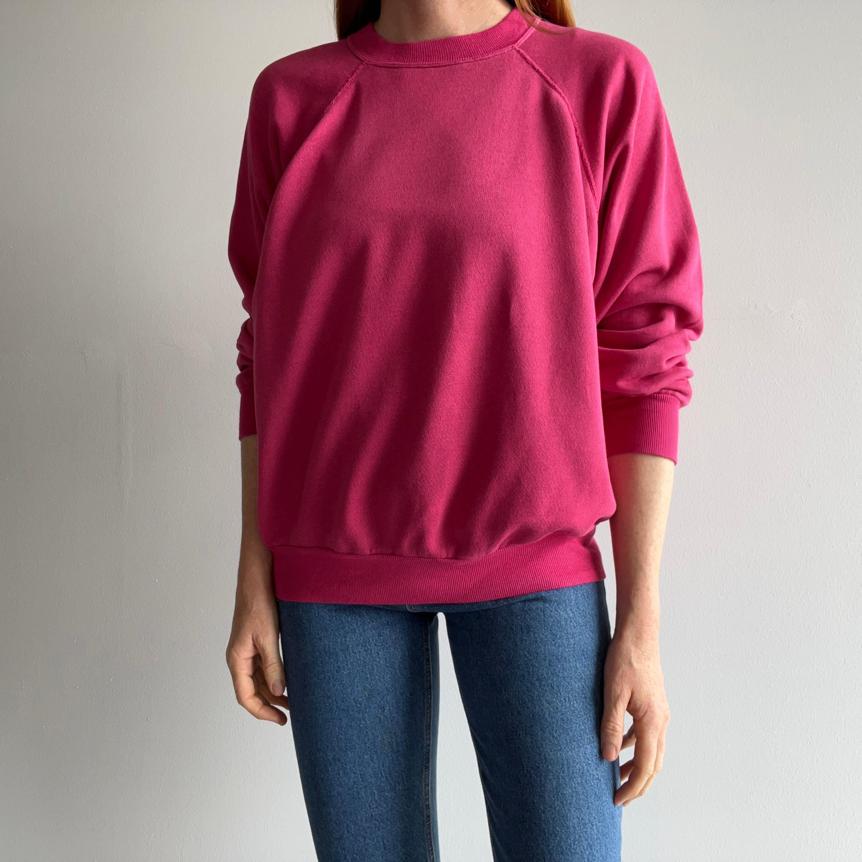 1980s Pink Thinned Out Raglan Sweatshirt
