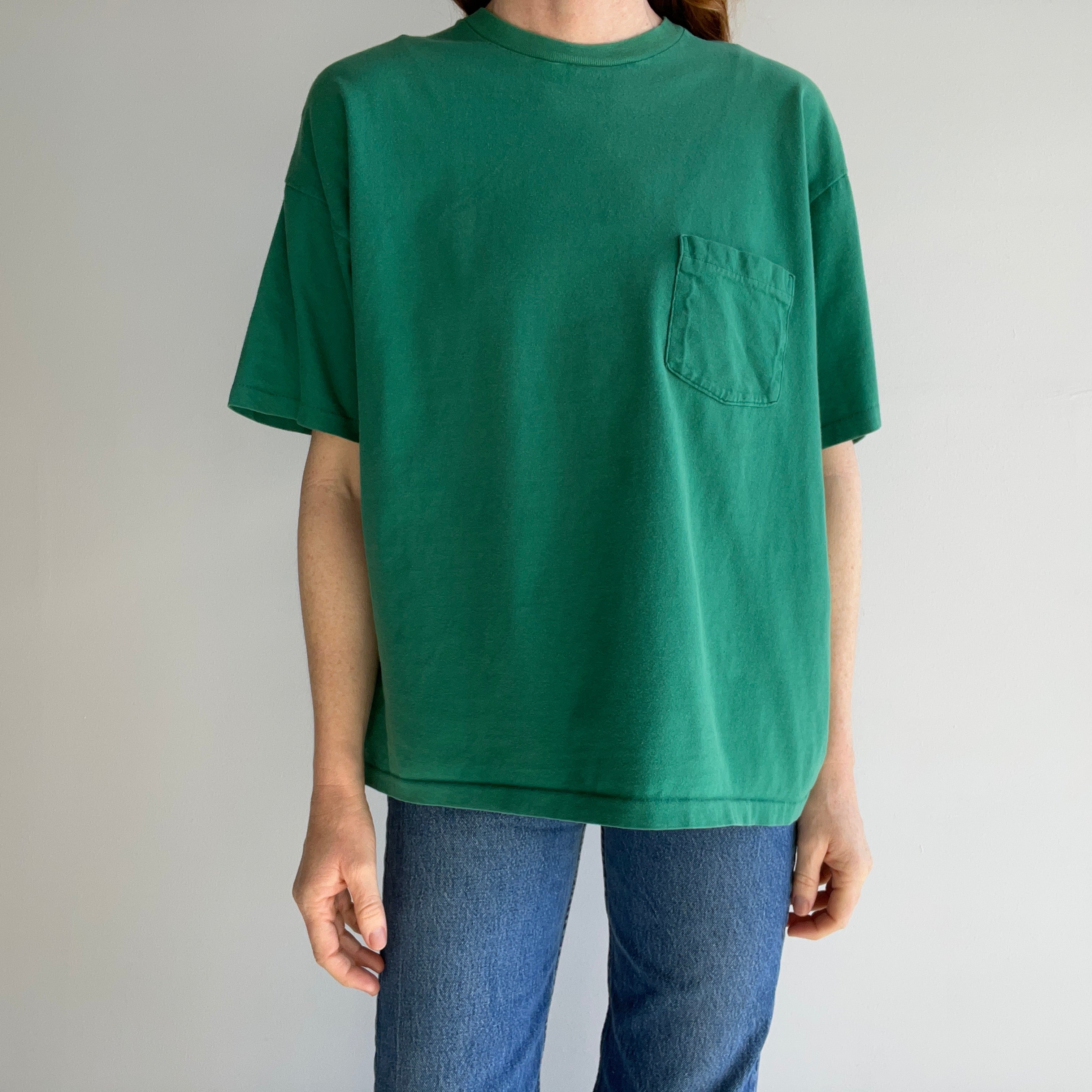 1990s USA Made Gap Green Pocket T-Shirt