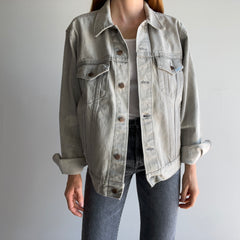 1980s Light Gray Bleach Stained Sasson Denim Jean Jacket - USA Made