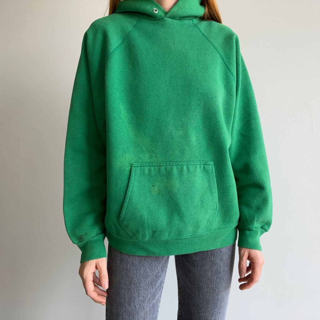 1980s Heavyweight Discus Sun Faded Kelly Green Hoodie - WOW – Red ...