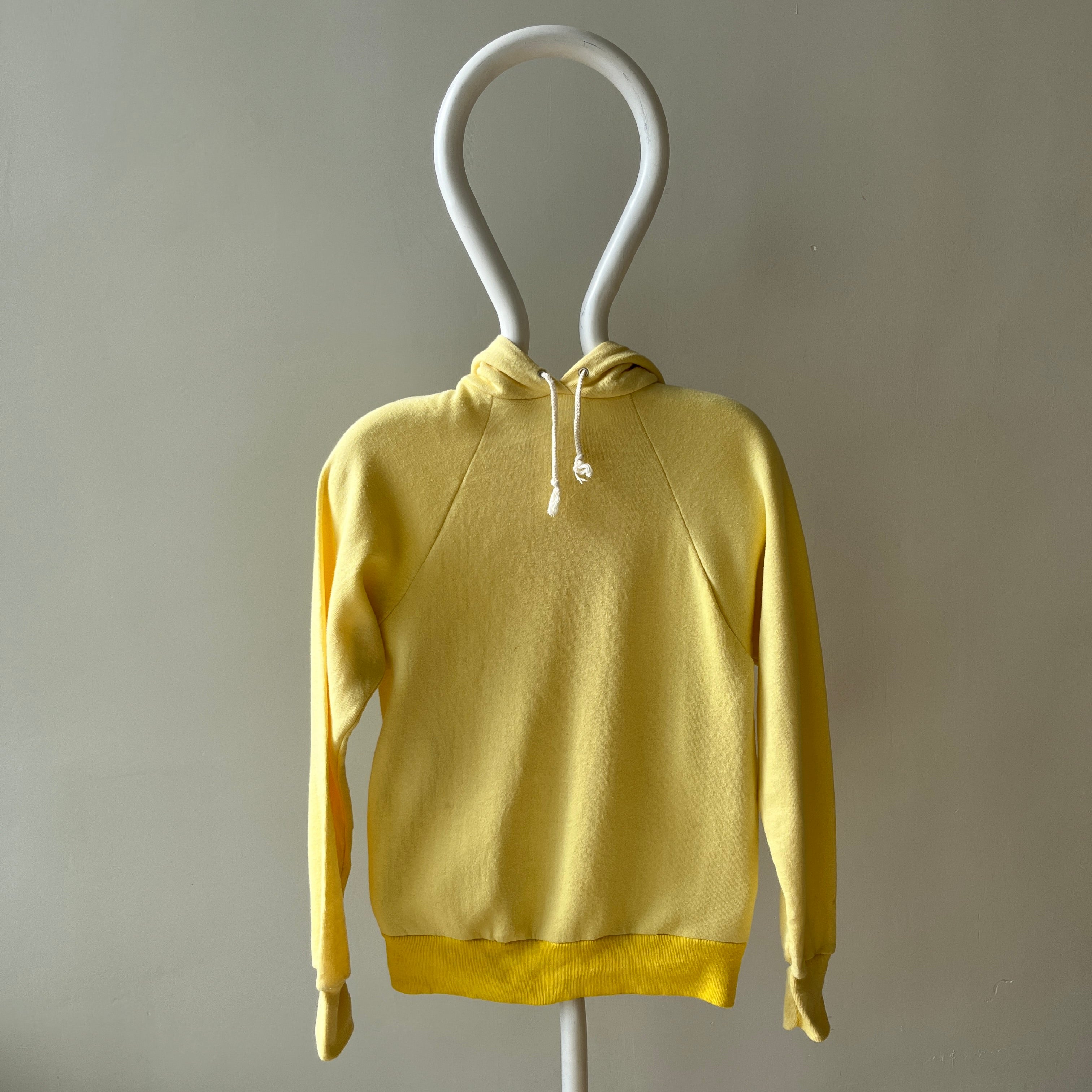 1970s Buttery Yellow Pull Over Hoodie !!!!