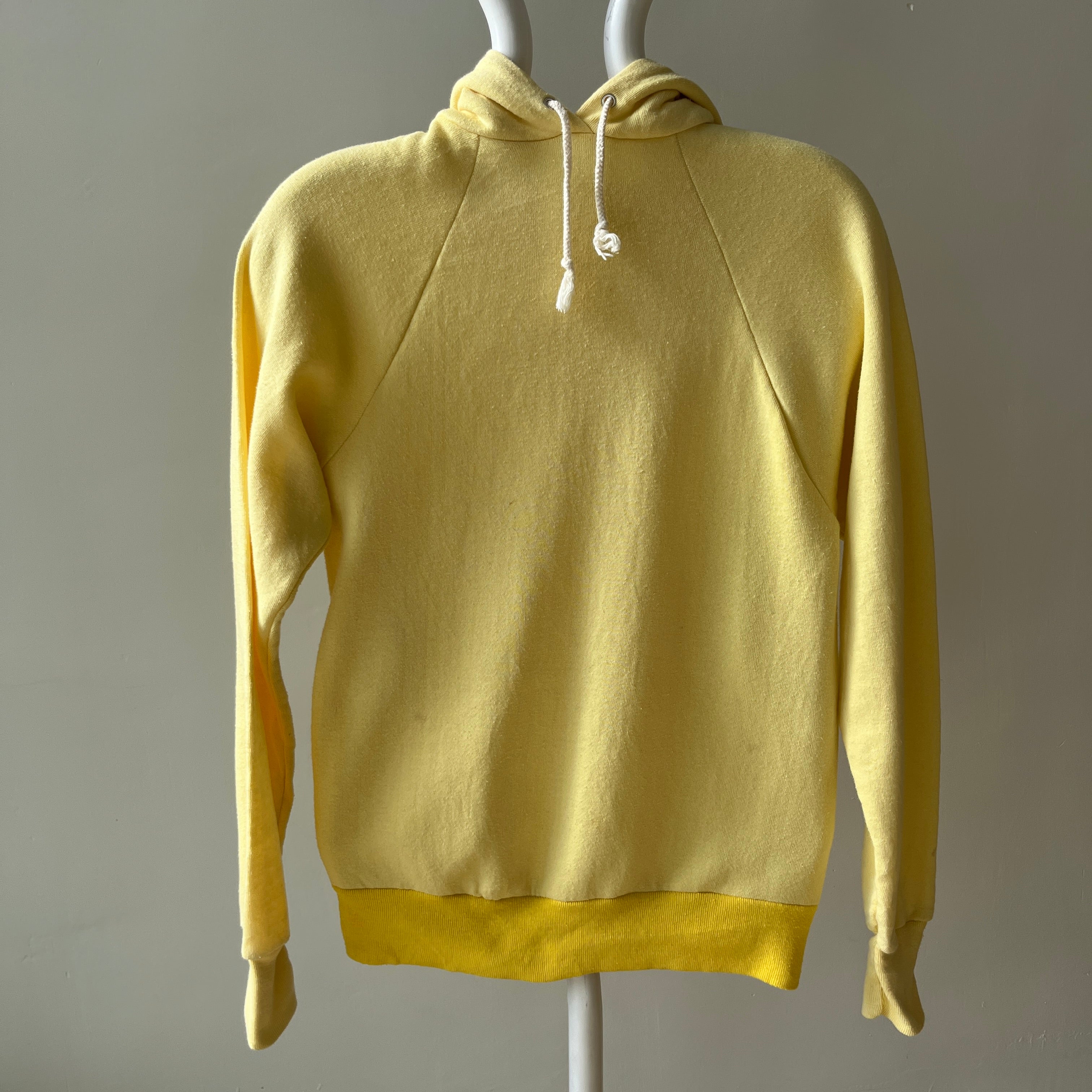 1970s Buttery Yellow Pull Over Hoodie !!!!