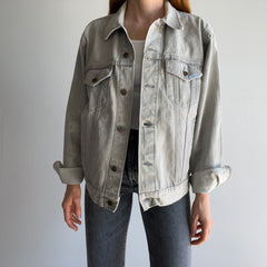 1980s Light Gray Bleach Stained Sasson Denim Jean Jacket - USA Made