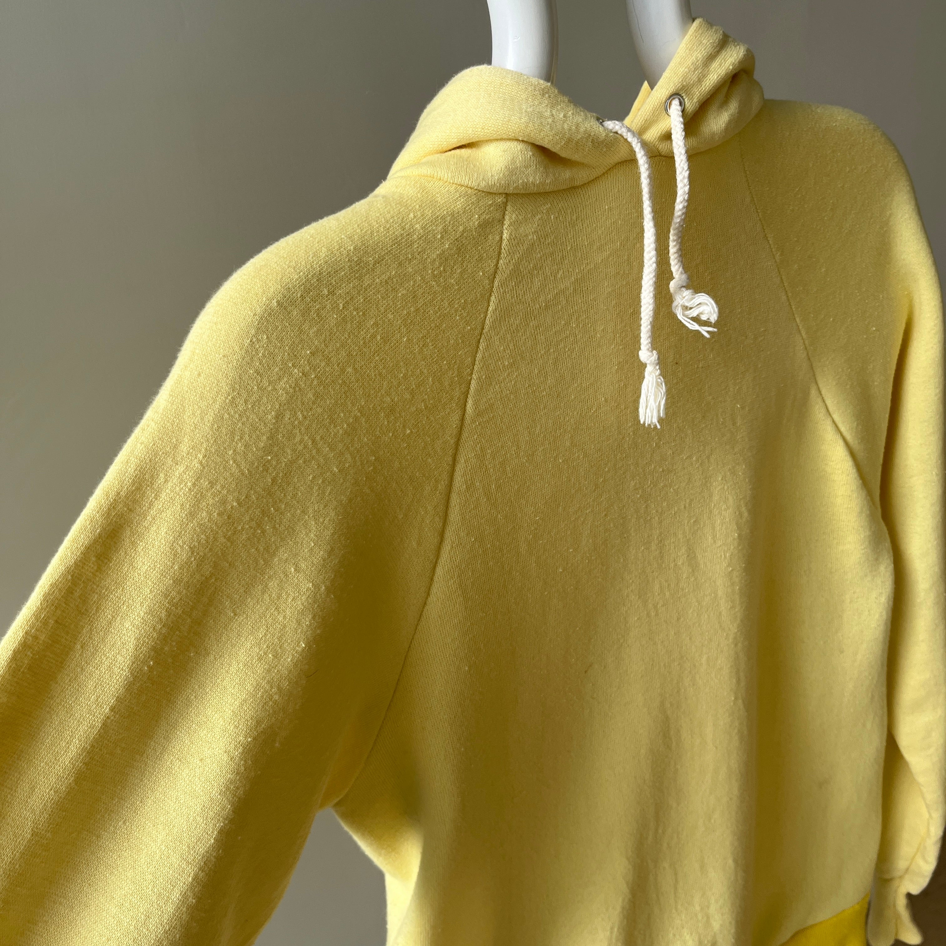 1970s Buttery Yellow Pull Over Hoodie !!!!