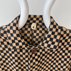 1940s Brown And Black Checkered Jacket Of Re Purposed Fabric