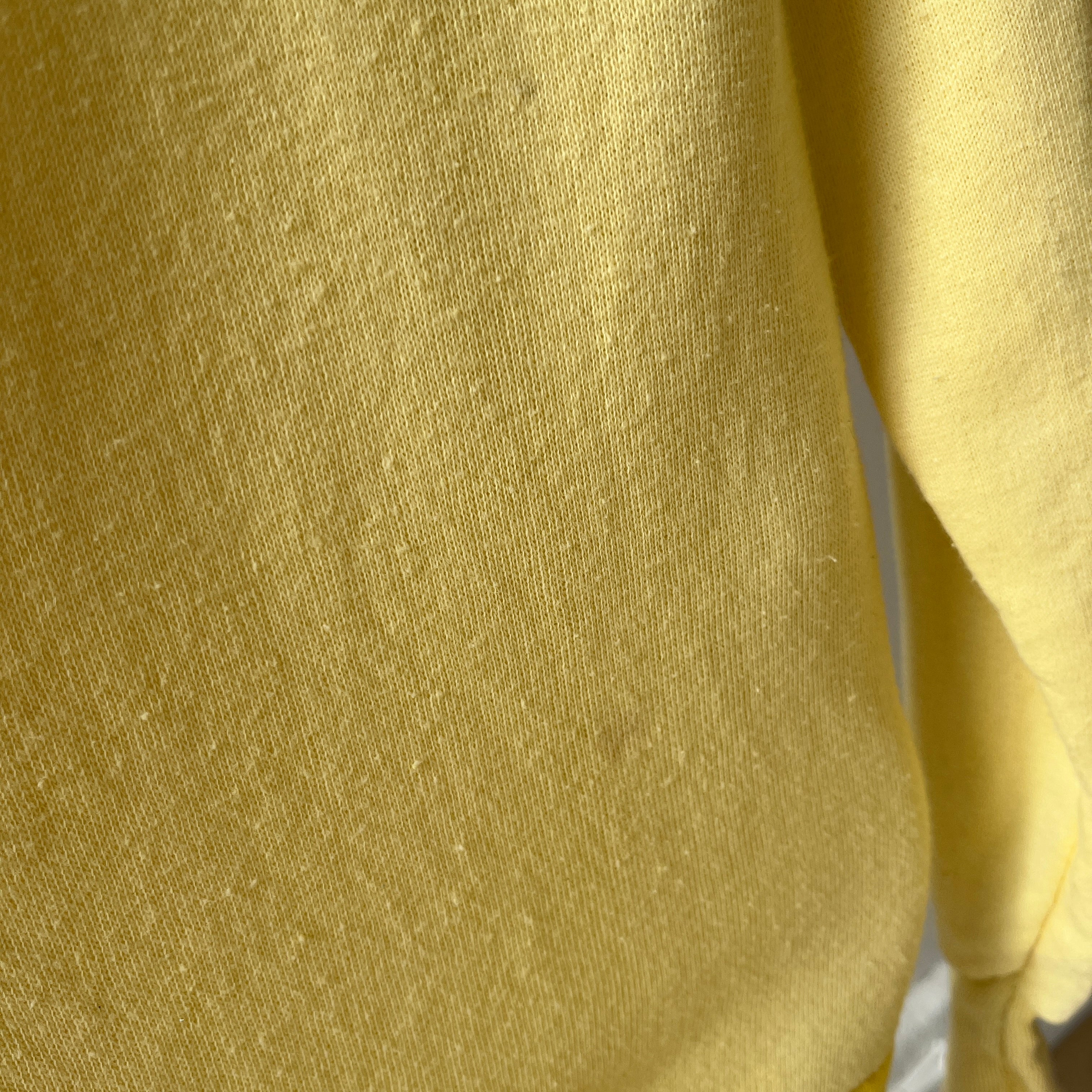 1970s Buttery Yellow Pull Over Hoodie !!!!