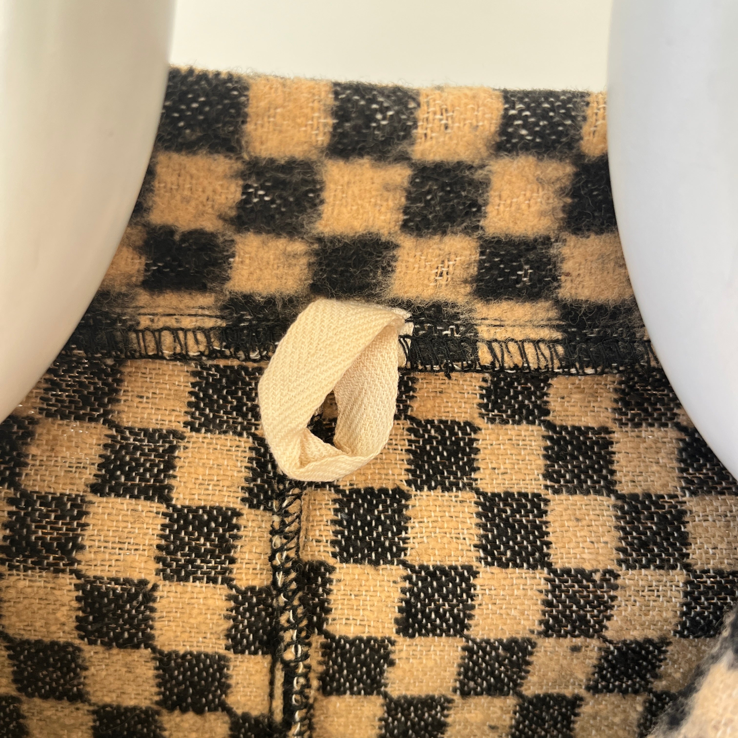 1940s Brown And Black Checkered Jacket Of Re Purposed Fabric